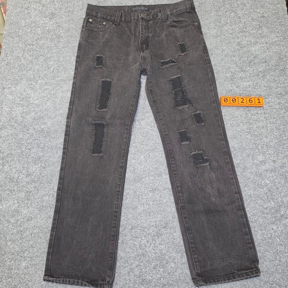 Y2k Young Rich & Famous black distressed jeans with ripped details, size 36
